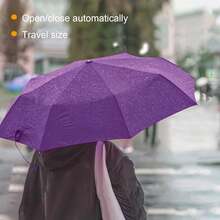 Windproof Travel Compact Umbrella-Automatic Umbrellas For Rain-Compact Folding Umbrella, Travel Umbrella Compact, Small Portable Windproof Umbrellas For Men Women Teenage. (Purple),42Inch-1Pack,Purple - Purple - 查看 4