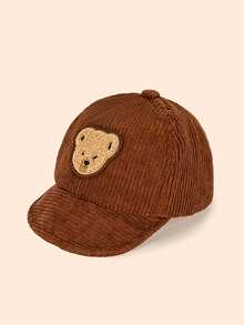 1 Stück Baby Retro Cartoon Bär Cord Winter Weiche Krempe Windschutz Kinder Baseball Kappe Unisex für den täglichen Outdoor-Gebrauch - 1PC - Übersicht 10