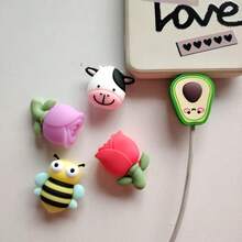 10 buc cleme de cablu de încărcare pentru telefon cu desene animate drăguțe, vacă/curcubeu/albină, animale, linie de date de protecție pentru Apple, Android, tip C, anti-rupere și crăpare - Multicolor - Vizualizare 8