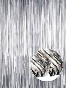 2/3/6pcs Silvery Metallic Tinsel Foil Fringe Curtains, Fringe Tassel Ribbon Backdrop,Party Decorations, Birthday Background Decor, Shiny Metallic Texture Rain Curtain, Suitable For Photography Studio Props, Birthday Party, Bridal Shower, Wedding Party Decor, Event Styling, Birthday Decorations,Babyshower Decor,Room Wall Decorations, Home Decorations - Silver - View 2