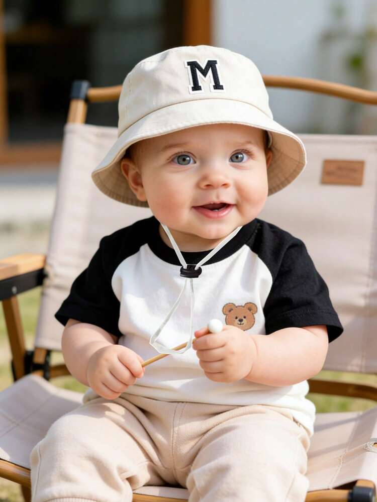 1pc A-Z Letter Bucket Hat, Adjustable Chin Strap, Lightweight