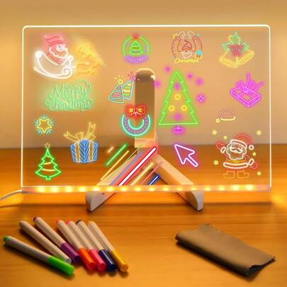 LED Note Board With Colors,2026 New Light Up Acrylic Message Board, Led Drawing Board, Illuminated Acrylic Notepad With Adjustable Stand And 7 Pens