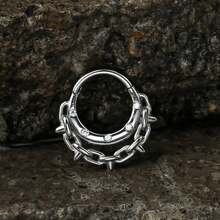 1件装酷炫316L医用级不锈钢优雅鼻钉朋克风铰链式鼻中隔耳环耳骨耳屏耳廓穿孔饰品男女通用 - 星星 - 查看 11