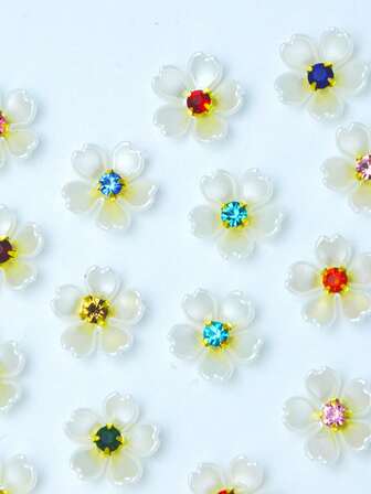 14mm 5-Petal Purple Redbud Flower, Gold Base Claw Crystal Resin Flower, For Clothing Decoration, Handicrafts, Gifts, Handmade Art Enthusiasts, Rhinestone Embellishment