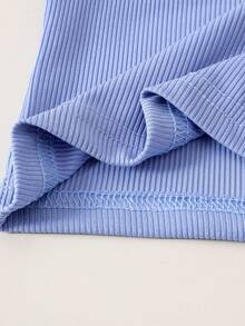 2pcs/Set Toddler Girls Casual Comfortable Tank Top + Pants Set, Lightweight Summer Outfit - Blue - View 4