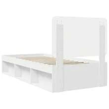 vidaXL Cadre de lit Blanc 90 x 190 cm Bois de pin massif - Blanc - Voir 9