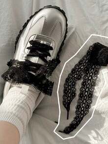 Koreanische Spitze Schleifen Schnürsenkel, Nische Atmosphäre Haargummis, geeignet für Sportschuhe & Lässig Schuhe, schwarz passend für den täglichen Sommer-Outfit - Verschiedenfarbig - Übersicht 5