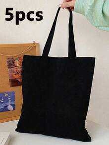 10pcs/Set Women Simple Canvas Tote Bag, Open-Top Canvas Shoulder Bag, Handbag, Simple Schoolbag For Elementary, High School And College Students, File Folder, Travel Bag - Beige - View 16