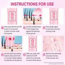 DEBARK 2026 Women's Double-Head Bikini Trimmer, USB Charging Waterproof Painless Electric Razor, Perfect 2-In-1 Body Hair Shaver! Enjoy A Silky Smooth Skin Experience! - 粉色 - 查看 11