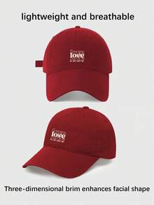 1PC Couple Baseball Caps, (2026 Street Style),LOVE Unique Letter Pattern, Valentine's Day Limited Edition Red Hat, Color-Blocked Baseball Caps, Sun Hat,Face-Slimming Baseball Cap, Casual Street Hat, Suitable For Everyday Wear, Outdoor Sun Protection Casual Hat, Adjustable Bumper Cap, Outdoor Travel Camping Sun Hat, Soft Top Baseball Cap, Printed Bumper Cap, Adjustable Size, Suitable For Travel, Beach Vacation, Cycling, Hiking, Fishing Baseball Cap,  | Hat, Sun Hat, Baseball Hat, Streetwear, Y2K, Plain Hat--Baseball Cap, Beanie, Bucket Hat, Trucker Hat, Straw Hat, Dad Hat, Fedora, Cowboy Hat, Embroidered Hat, Graphic Hat,Soft Top Baseball Cap, Valentine's Day, Gorras Para Mujer, Hats For Women - 紅色 - 查看 2