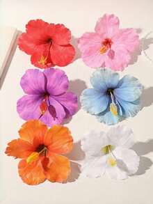 6pcs/Set Hawaiian Flower Hair Clips, Ladies Hibiscus & Lotus Flower Hair Clips, Fashion Artificial Flower Hair Clips, Summer Holiday Beach Party Hair Accessories, Bohemian Fabric Hair Clips Set, Elegant Ladies Hair Clips, Summer Women Hair Accessories, Great Gift For Girls, Valentine's Day Value Pack, Hair Claws, Hair Clips, Hair Slide, Hair Barrettes