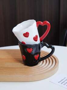 1pc Embossed Heart-Shaped Mug, Minimalist & Elegant Coffee Cup, Ideal Gift For Valentine's Day, Suitable For Living Room Or Bedroom, Also Suitable For Cafes And Restaurants To Serve Latte Or Other Milk Beverages, Great Gift Or Holiday Decor - Multicolor - View 12