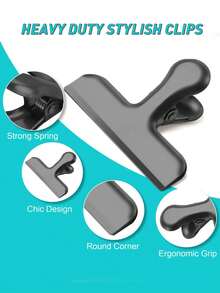 1pc Luxury Rose Gold/Black/Silver Metal Clip, Stainless Steel Sealing Clip For Food, Chips, Drawing Board, Tickets, Office Documents, Stationery, Back To School Supplies - Gold - View 6