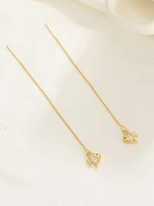 1 đôi khuyên tai kẹp dài hình cá tối giản, phụ kiện trang sức thời trang phù hợp cho tiệc tùng, họp mặt và đeo hàng ngày. - Vàng - Xem 4