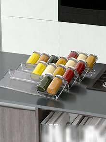 1pc/2pcs/4pcs Spice Drawer Organizer,Tilted Clear Plastic Design,Multiple Sizes, Spice Rack,Spice Storage,Suitable For Cabinets And Countertops,Transparent Modern Kitchen Storage Solution, Makeup Organizer,Desk Organizer