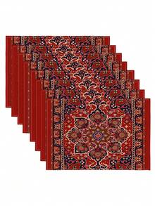 1/2/4/6/8件装数码印花餐垫，波西米亚几何图案印花餐垫，适用于餐桌装饰，适合日常使用、节日、派对、生日、婚礼、晚宴、厨房和餐厅。