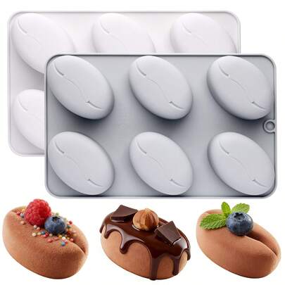 6-Cavity Coffee Bean Shaped Silicone Candy Mold, Suitable For Candy, Chocolate, DIY Cake Decoration