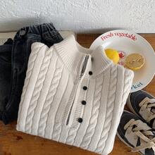 2-5岁男童高领拉链毛衣，时尚绞花针织套头衫，冬季必备 - 米色 - 查看 8