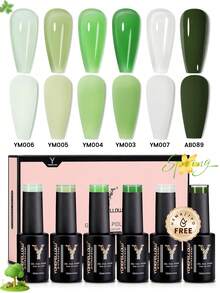 YOKEFELLOW 不含TPO和HEMA的绿色果冻凝胶指甲油，10毫升，春夏森林色，半透明亮泽，持久耐用，可使用LED UV灯轻松卸除，打造沙龙级美甲效果，适合在家使用。 - 彩色 - 查看 14