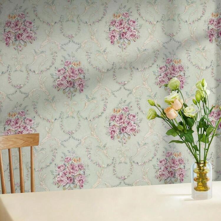 1 Roll Of Green Floral Retro Wallpaper, Green Damascus Wallpaper, Detachable Contact Paper, Self-Adhesive Victorian Era Paper, Suitable For Shelves, Kitchens, Living Rooms, Bedrooms, Bathrooms, Home Decoration Stickers Kitchen Stickers 17.7inx39.3/118.1/196.8in - Green - View 12