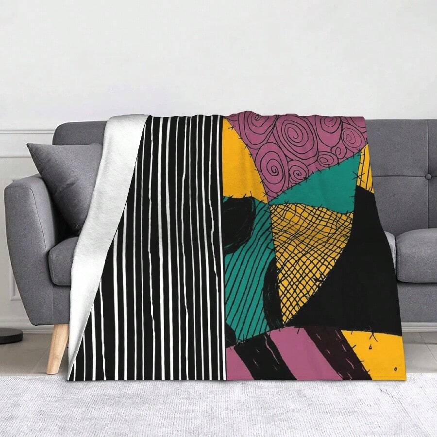Jack And Sally Nightmare Before Christmas Blanket Fleece Summer Portable Super Warm Throw Blankets For Bed Couch Bedspreads.Jpg - 白色 - 查看 1