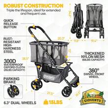 Folding Shopping Cart With Wheels 80lbs Multi Use Grocery Carts With 360° Wheels And Removable Tote Bag 2-Tier Portable Personal Shopping Carts For Groceries Laundry Black - Đen - Xem 6