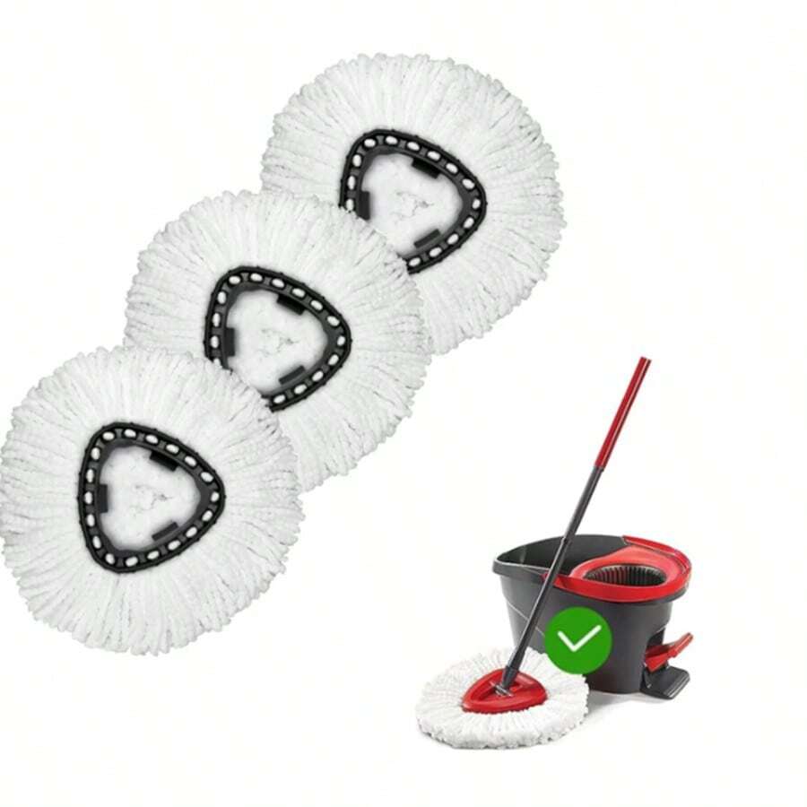 Mop Replacement Heads Compatible With O-Cedar EasyWring Spin Mops 6 Pack-Washable Microfiber Spin Head Refills-Easy Cleaning Mop Head Replacement - 白色 - 查看 1