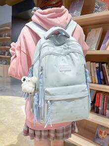 Large Capacity Women's Backpack, School Bag, Campus Bag, Travel Bag - Mint Blue - View 1