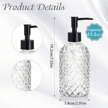 Topsky Gem Glass Soap Dispenser With Black Plastic Pump, 13oz Liquid Hand Soap Dispenser, Rustproof Pump For Kitchen & Bathroom, Great For Lotions, Essential Oil, Liquid Soaps-Clear - 寶石般清澈 - 查看 3