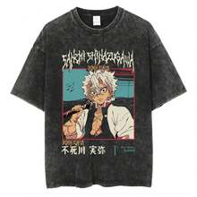 New Arrival Japanese Anime Print Short Sleeved Round Neck Y2k Tshirt Men Clothing New In Top & Tees Mens T-Shirt Camisetas 62932 - Black - View 1