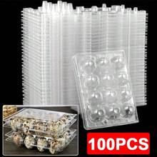 Pack Of 100 Egg Box Plastic Boxes Cartons Flat Top Tray 12-Compartment For Quail - Clear - View 4
