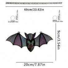 1pc Acrylic Dyed Bat Sunshine Catcher Hanging Decor, Gothic Style Car Accessory, Bat Car Pendant, Cute Rearview Mirror Decoration, Black Bat Car Charm, Sunshine Catcher Window Decor Art, Colorful Bat Pendant For Holiday Wall, Party Venue Prop - Multicolor - View 10