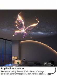 Creative Dreamlike Pattern USB Projection Lamp, Portable Clear LED Atmosphere Decorative Night Light With Whale, Butterfly, Jellyfish, Starfish Projection Patterns, Suitable For Various Surfaces: Wall, Floor, Ceiling, Etc., Valentine's Day Gift, Birthday Gift - Nhiều màu - Xem 7