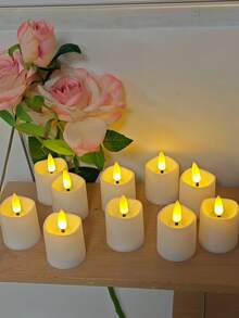 12-Piece Warm-Light Flameless LED Decorative Tea Candle, Battery Powered (Batteries Included), Comes With Remote Control, 3D Simulated Light Wick, Suitable For Valentine's Day, Proposals, Dining Tables, Weddings, Home Decor, And Holiday Decorations. - ánh sáng trắng ấm áp - Xem 6