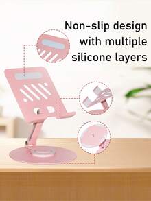 360° Rotatable & Adjustable Metal Foldable Tablet Stand, Suitable For Smartphones, Tablets. Great Birthday Gift For Family And Friends, Metal Tablet Stand, Live Streaming Slouchy Holder, Portable & Adjustable Compatible With IPhone, Android Phone, Gift For Birthday, Family, Friends Gifts Birthday Phone Holder Phone Stand Phone Accessories Strong Load-Bearing - Pink - View 5