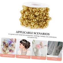 1pc/2pcs (10m/5m) Faux Pearl Beaded Garland Chain, Suitable For Valentine's Day, Wedding, Party, Indoor/Outdoor Home Decor, Gardening Decor, Bridal Shower, Anniversary & Holiday Decor, Christmas Decor And DIY Jewelry Making; Artificial Blue Pearl Beaded Garland Chain, Suitable For DIY Wedding Party Bouquet Decor, Fireplace, Holiday Decor, Crafts, Bead Curtain. - Multicolor - View 5