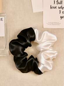 2pcs Gift Set Silk Satin Hair Tie & Scrunchie, Soft Damage-Free Pillow Strap, Suitable For Sleeping, Curly, Thick Or Fine Hair, Valentine's Day Gift Head Woman Accessories - Multicolor - View 1