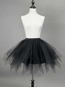 1件装女士多色多层薄纱不对称下摆蓬蓬裙，适合节日、派对、表演、舞蹈、婚礼、伴娘等场合。 - 多色 - 查看 9