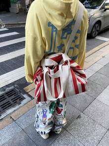 Colorful Graphic Baggy Pants For Men Y2K Retro Wide Leg Casual Joggers Graffiti Streetwear - 白色 - 查看 6