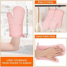 2 Pcs Oven Mitts For Kitchen Heat Resistant Oven Gloves, Soft Cotton Lining, Anti-Slip Silicone Stripe Oven Mitts Heat Resistant Oven Mits, Kitchen Mitt Pair Protect Hands, CooFKing BaFKing Gloves Pink,2pcsPink - 2件粉紅色 - 查看 5