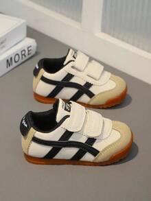 1 Paio di Scarpe Sportive per Bambini/Neonati in Pelle Morbida e Confortevole, Stile Patchwork, Punta Tonda, Anti-Calci, Suola Antiscivolo con , scarpi sportivi Casual alla Moda, Adatte per Bambini/Bambine, Uso Quotidiano/Corsa, Autunno/Inverno - nero - Visualizzare 5