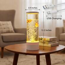 QUIGO Bubble Fish Lamp Aquarium Light | Color-Changing Mood Light | 3 Floating Fake Fish | Aesthetic Home Office Gaming Room Decor | Auto Color Change | Cool Gift Idea - White - View 3