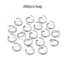 200pcs Stainless Steel Open Jump Rings, Necklace & Bracelet Connector Rings, Handmade Craft Rings, Beaded Bracelet Linking Rings, DIY Jewelry Making Findings - Single-loop Opening - View 23