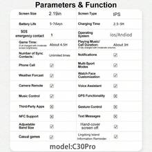Reloj inteligente multifuncional con pantalla grande de 2.19", podómetro, música, alarma, lámpara de mesita de noche, notificación de mensajes, talla grande de 100 modos deportivos, talla grande de 100 esferas de reloj gratuitas, adecuado para hombres y mujeres, compatible con Android/iOS - Negro - Ver 12