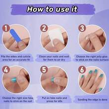 24 Minimalist High-End Almond Crocodile Stripes Gradual Change Color Navy Gradual Change Glitter Gold Edge And Gold Pearl Nail Stickers, Suitable For Women, Suitable For Daily Commuting, Dating, Beach - đàn bà - Xem 6