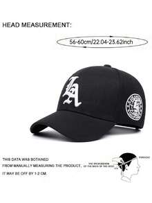 1顶男女通用哥特式洛杉矶刺绣嘻哈帽，可调节户外防晒棒球帽，适合春季、秋季、休闲街头派对，涤纶刺绣设计 - LA地球 - 查看 11
