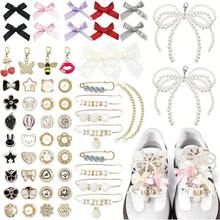 60PCS Shoe Charms Sneakers, Bling Sneaker Charms With Pearl Brooches And Safety Pins Buttons Lobster Clasp Pendant Shoelace Sock Clothes Bag Hat Decor Accessories Women - 1套 - 查看 1