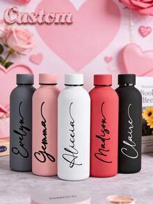 1pc Customized Double-Layer Stainless Steel Coffee Cup/Soda Bottle, Sports Insulated Water Bottle, 500ml/17oz Personalized Name Cup, Multiple Colors Available, Suitable As Back To School, Holiday And Birthday Gift For Boys And Girls - Multicolor - View 4