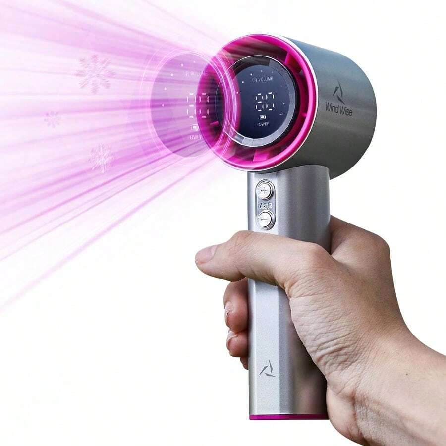 Portable Handheld Fan 4000mAh Rechargeable Mini Personal Fan With Smart LED Digital Display USBC Desk Amp Travel Cooling Fan For Commute, Camping, Makeup Amp Office Grey - Grey - View 1