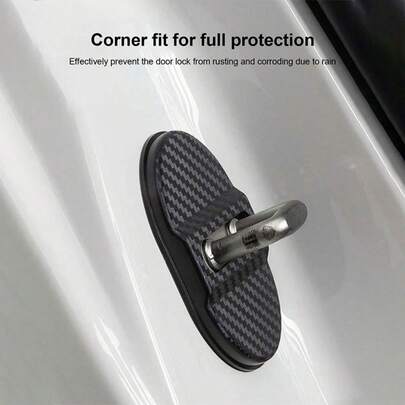 4pcs Car Door Lock Protective Cover, Plastic Buffering Anti-Rust Sleeve Suitable For Car Door Lock, Car Accessories Decorative Trim